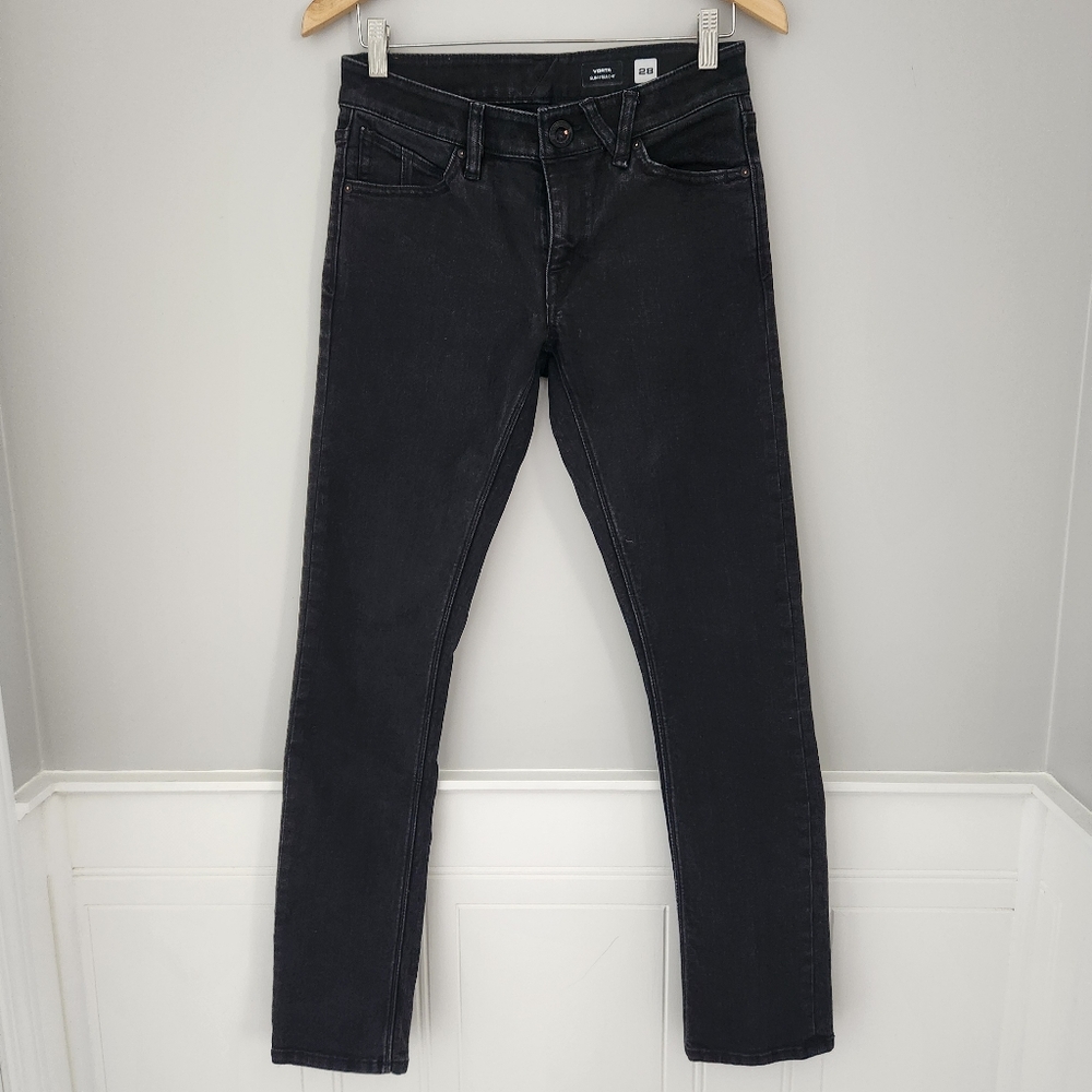 Volcom Womens Black Straight Leg Jeans Classic Style